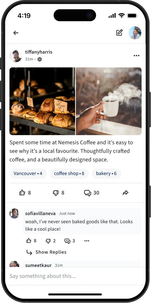 Scrawlr app home feed preview